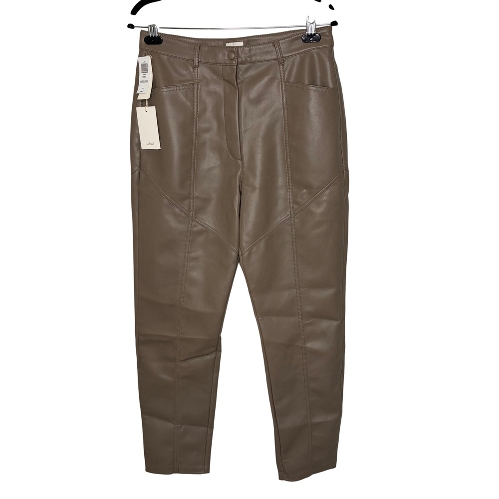 Wilfred Aritzia Rebel Vegan Leather Pants Size 12 Modern Taupe NWT